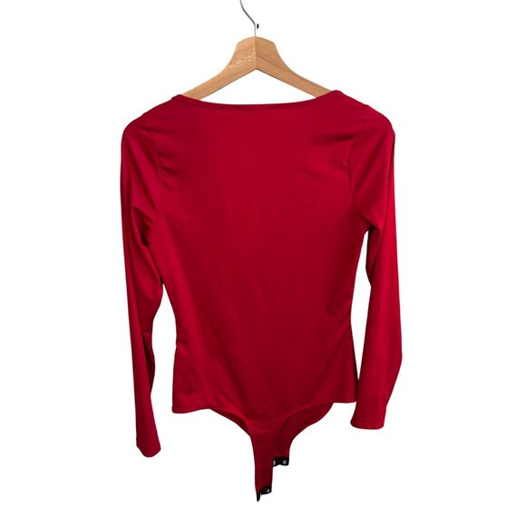 Live In The Moment Red Long Sleeve Bodysuit With Square Neckline Women's Size M - Picture 4 of 4